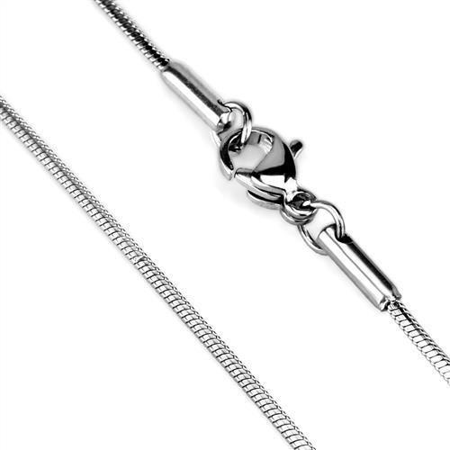 High polished stainless steel chain with a sleek design, showcasing its shiny finish and lightweight structure.