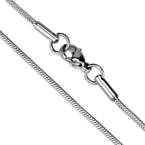 High polished stainless steel chain with a sleek design, showcasing its shiny finish and lightweight structure.