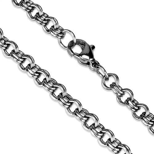 High polished stainless steel chain with no plating, showcasing a sleek and shiny finish, perfect for versatile styling.