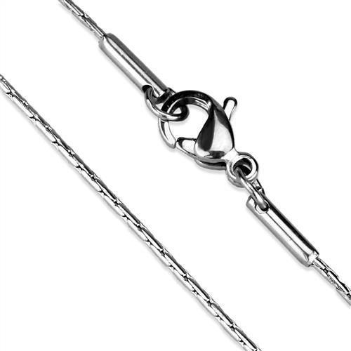 High polished stainless steel chain with a sleek design, showcasing its shiny surface and lightweight construction.