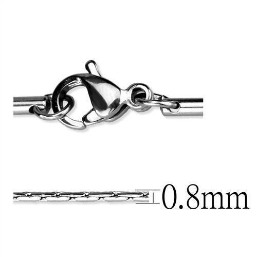 High polished stainless steel chain with a sleek design, showcasing its shiny surface and lightweight construction.