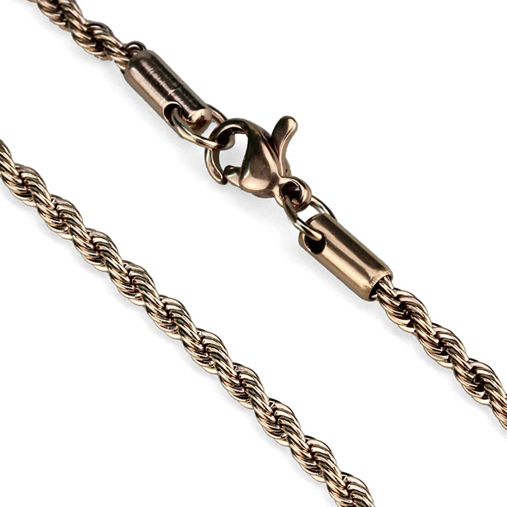 TK2433R IP Rose Gold Stainless Steel Chain showcasing its elegant design and lightweight structure.