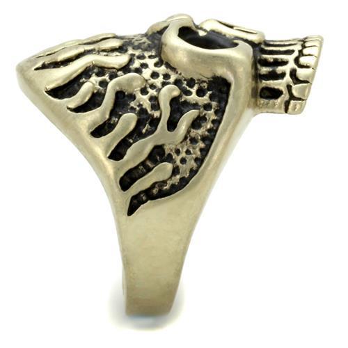 TK2455 IP Antique Copper Stainless Steel Ring featuring a Jet Epoxy center stone, showcasing its elegant design and unique finish.