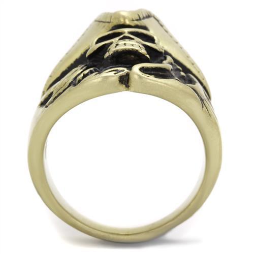 TK2453 IP Antique Copper Stainless Steel Ring featuring a Jet Epoxy center stone, showcasing its elegant design and vintage finish.