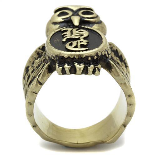 TK2465 IP Antique Copper Stainless Steel Ring featuring a Jet Epoxy center stone, showcasing its elegant design and vintage finish.