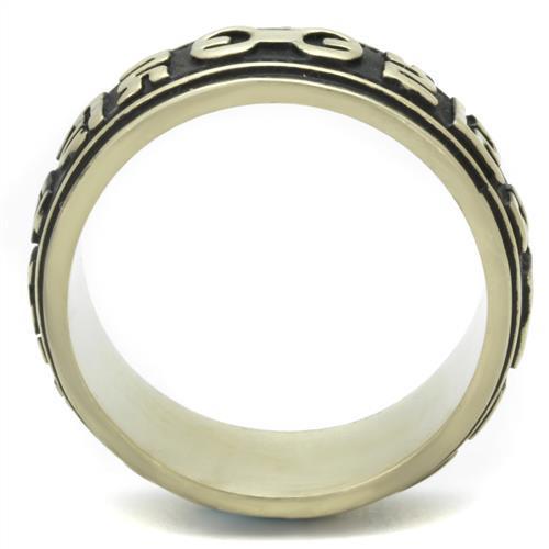 TK2471 IP Antique Copper Stainless Steel Ring featuring a jet epoxy center stone, showcasing a vintage design and elegant finish.