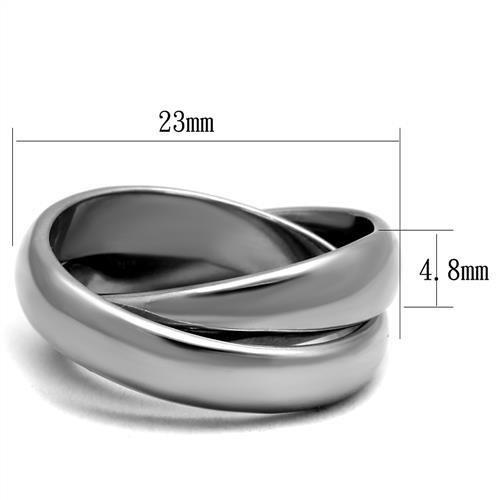 High polished stainless steel ring with a minimalist design, featuring no stone and a shiny finish.