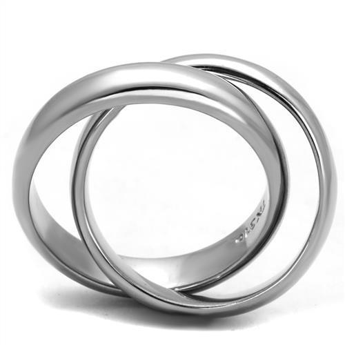 High polished stainless steel ring with a minimalist design, featuring no stone and a shiny finish.