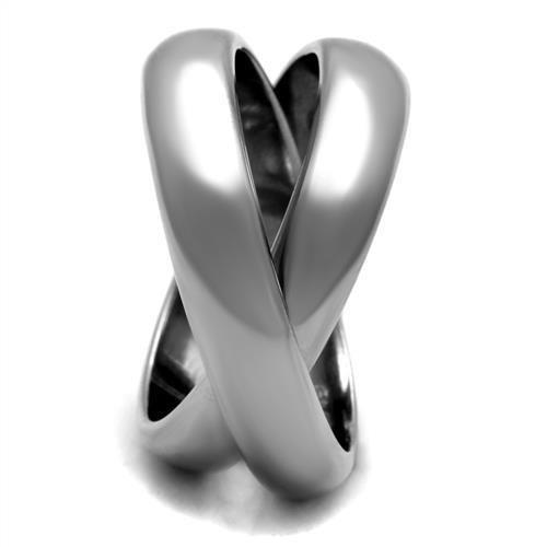 High polished stainless steel ring with a minimalist design, featuring no stone and a shiny finish.