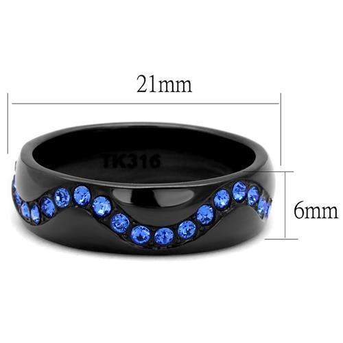 TK2550 IP Black Stainless Steel Ring featuring a top-grade sapphire crystal, showcasing a sleek and modern design.