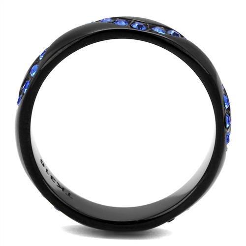 TK2550 IP Black Stainless Steel Ring featuring a top-grade sapphire crystal, showcasing a sleek and modern design.