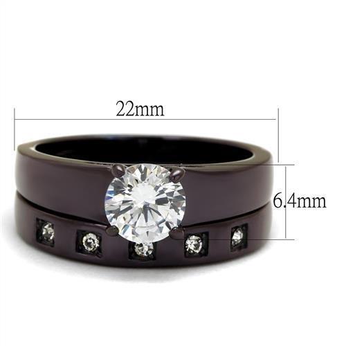 TK2547 IP Dark Brown Stainless Steel Ring featuring AAA Grade clear CZ stone, showcasing a stylish and elegant design.