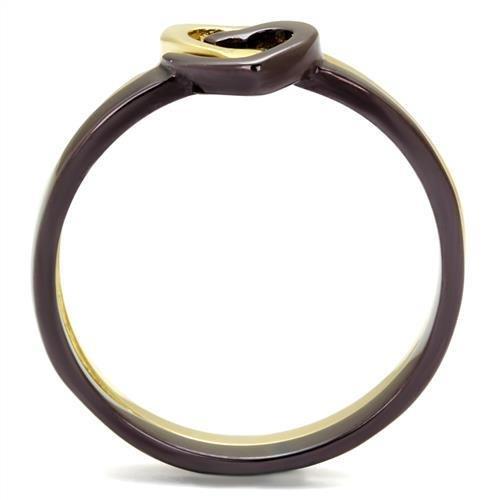 TK2548 Stainless Steel Ring featuring IP Gold and Dark Brown finishes, showcasing a sleek and minimalist design without a center stone.