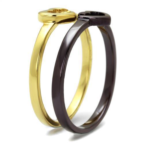 TK2548 Stainless Steel Ring featuring IP Gold and Dark Brown finishes, showcasing a sleek and minimalist design without a center stone.