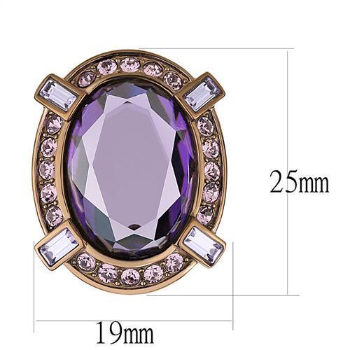 TK2571 IP Coffee light Stainless Steel Earrings featuring AAA Grade CZ stone in amethyst color, showcasing elegant design and durable material.