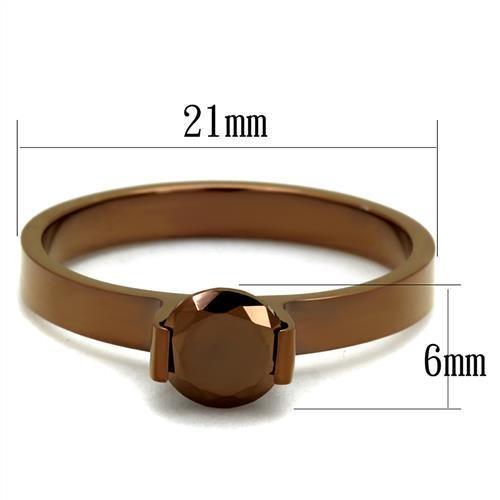 TK2593 IP Coffee light Stainless Steel Ring featuring AAA Grade CZ stone in light coffee color, showcasing its elegant design and finish.