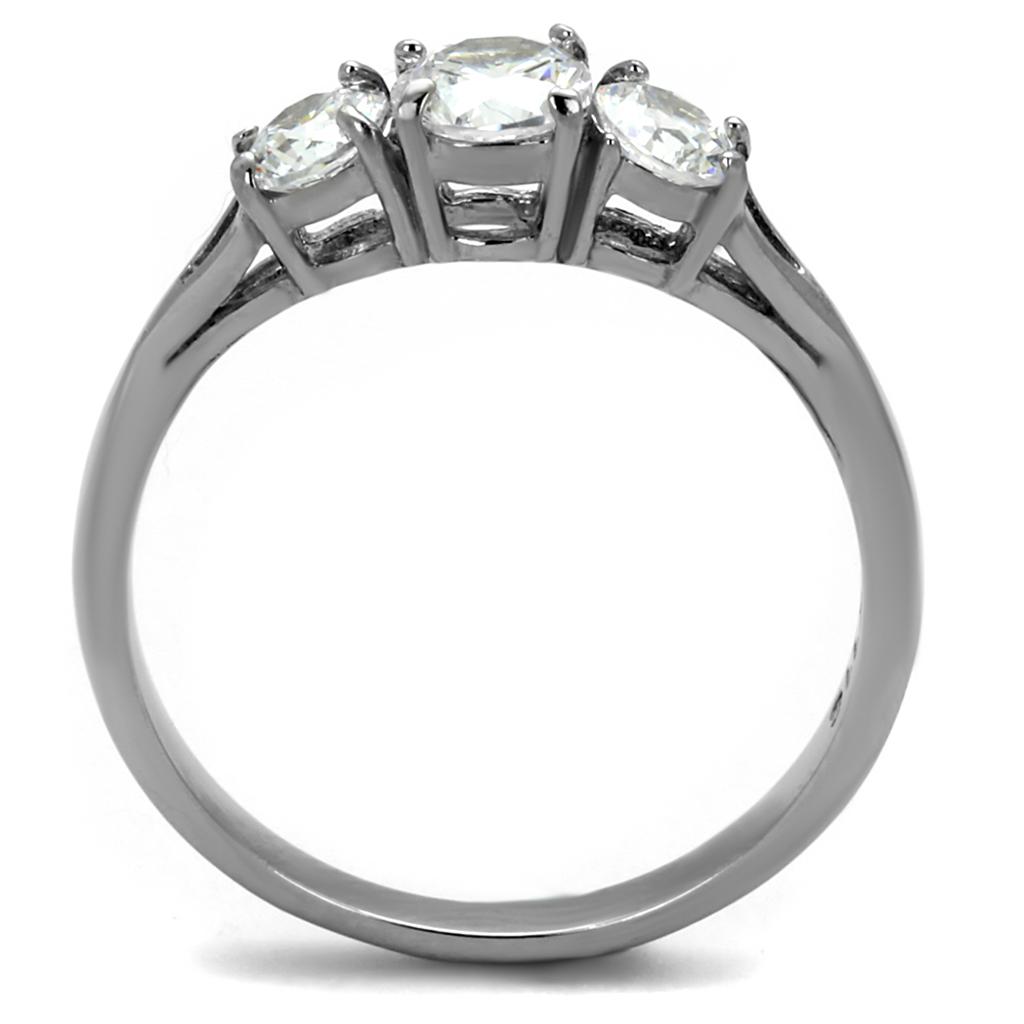 TK2260 High Polished Stainless Steel Ring featuring a clear AAA Grade CZ stone, showcasing a brilliant shine and elegant design.