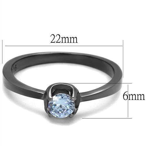 TK2609 IP Light Black Stainless Steel Ring featuring AAA Grade CZ center stone in light amethyst color, showcasing a modern design.