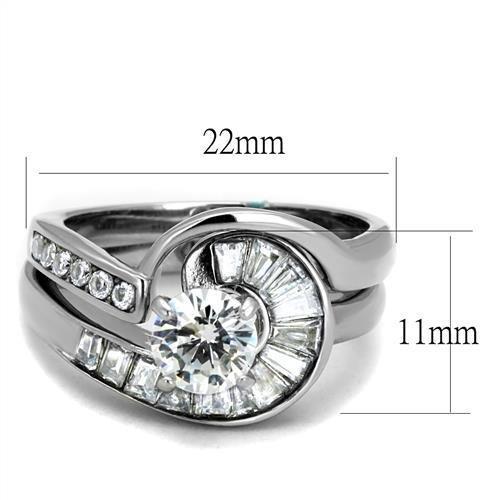 TK2617 No Plating Stainless Steel Ring featuring a clear AAA Grade CZ stone, showcasing its elegant design and durable material.