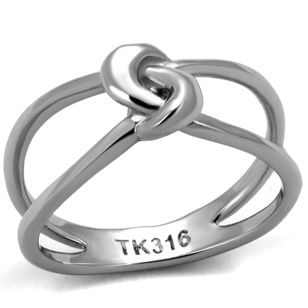 TK2262 High Polished Stainless Steel Ring with a sleek, shiny finish and no stone, showcasing a minimalist design.