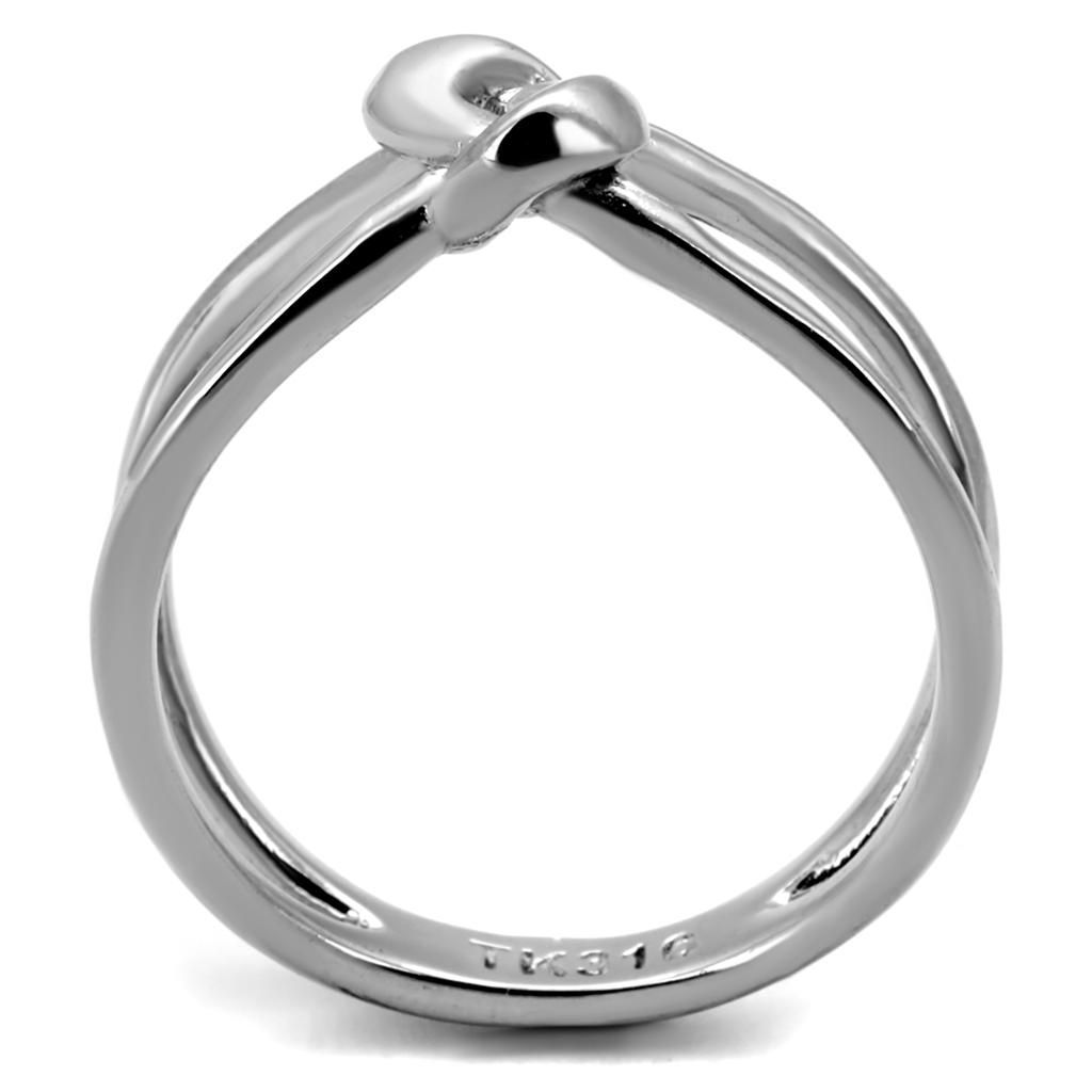 TK2262 High Polished Stainless Steel Ring with a sleek, shiny finish and no stone, showcasing a minimalist design.