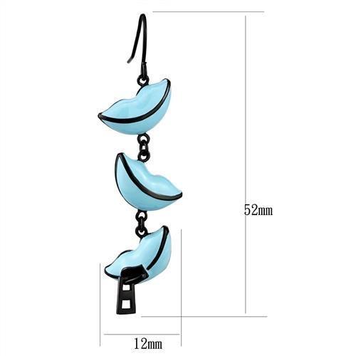 TK2624 IP Black Stainless Steel Earrings featuring a vibrant sea blue epoxy stone, showcasing a modern and stylish design.