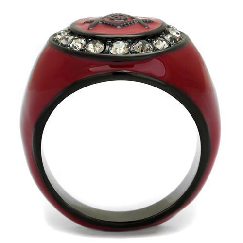 TK2638 IP Black Stainless Steel Ring with Top Grade Crystal, featuring a sleek design and black diamond color.