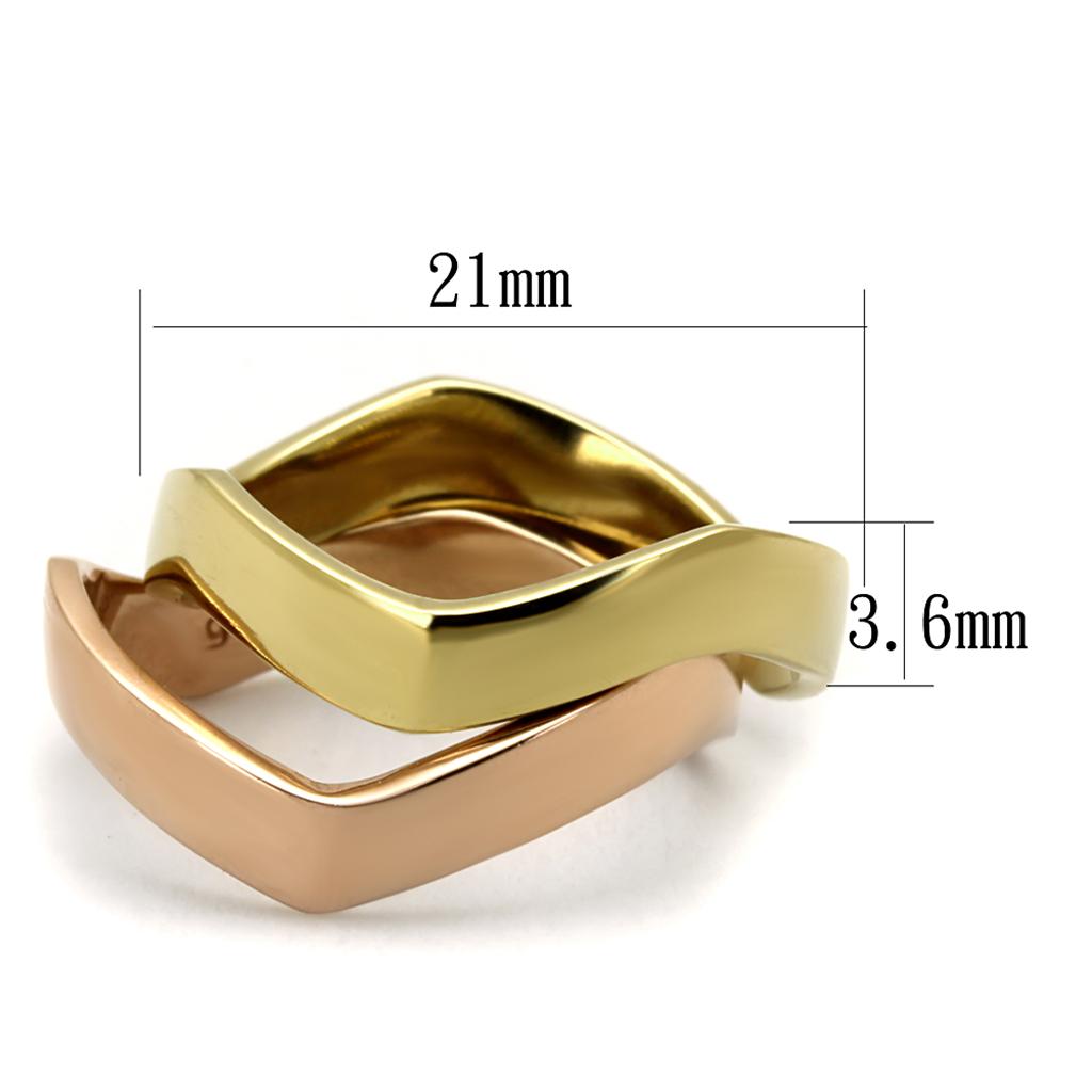 TK2265 IP Gold and Rose Gold Stainless Steel Ring showcasing its elegant dual-tone finish and minimalist design.