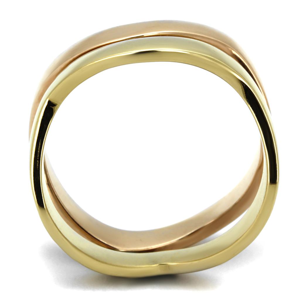 TK2265 IP Gold and Rose Gold Stainless Steel Ring showcasing its elegant dual-tone finish and minimalist design.