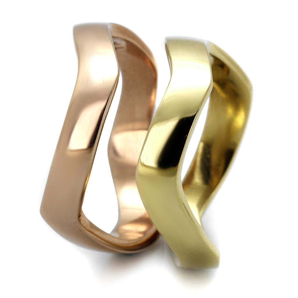 TK2265 IP Gold and Rose Gold Stainless Steel Ring showcasing its elegant dual-tone finish and minimalist design.