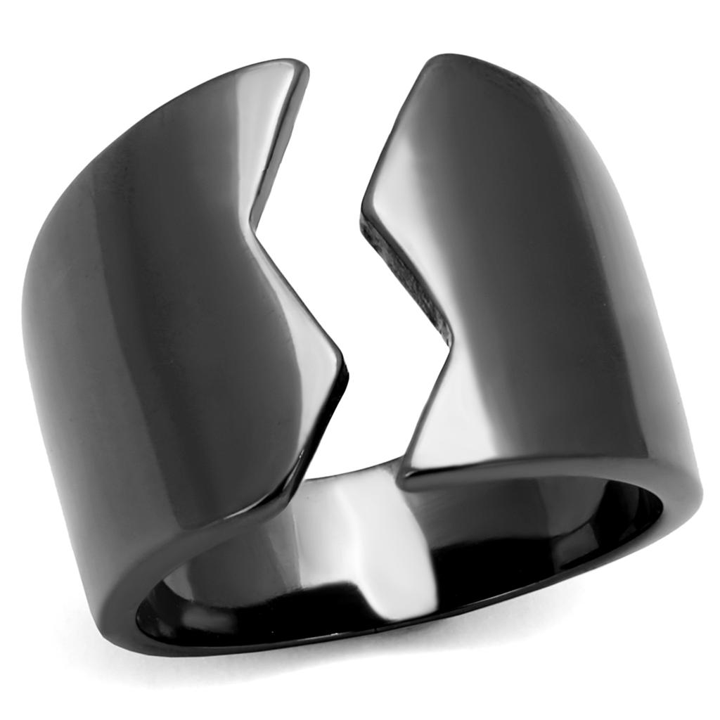 TK2268 IP Light Black Stainless Steel Ring with a sleek, minimalist design, featuring a durable IP Gun finish and no center stone.