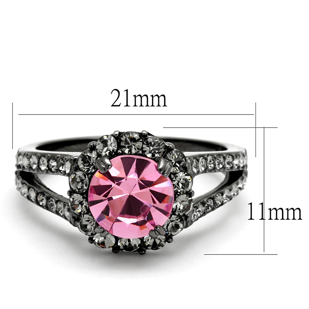 TK2680 IP Light Black Stainless Steel Ring featuring a light rose top-grade crystal, showcasing a modern and elegant design.