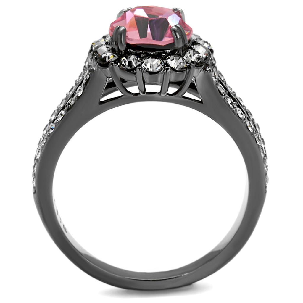 TK2680 IP Light Black Stainless Steel Ring featuring a light rose top-grade crystal, showcasing a modern and elegant design.