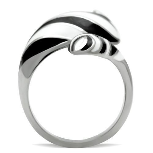 TK227 High Polished Stainless Steel Ring with a sleek, shiny finish, showcasing its minimalist design without any stones.