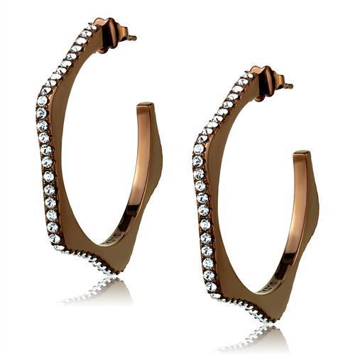 TK2714 IP Coffee light Stainless Steel Earrings featuring a clear top grade crystal, showcasing an elegant design.