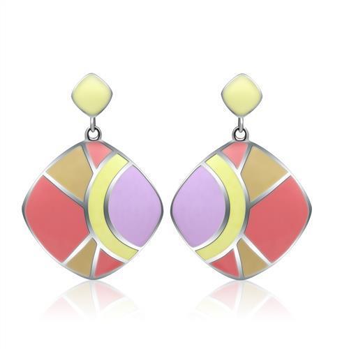 TK279 High Polished Stainless Steel Earrings with Epoxy, showcasing a sleek design and shiny finish.