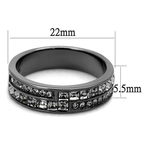 TK2799 IP Light Black Stainless Steel Ring featuring a top-grade black diamond crystal, showcasing a modern and elegant design.