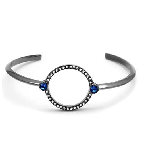 TK2792 IP Light Black Stainless Steel Bangle featuring a Capri Blue top-grade crystal, showcasing a modern and elegant design.