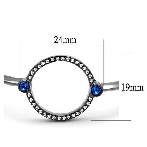 TK2792 IP Light Black Stainless Steel Bangle featuring a Capri Blue top-grade crystal, showcasing a modern and elegant design.