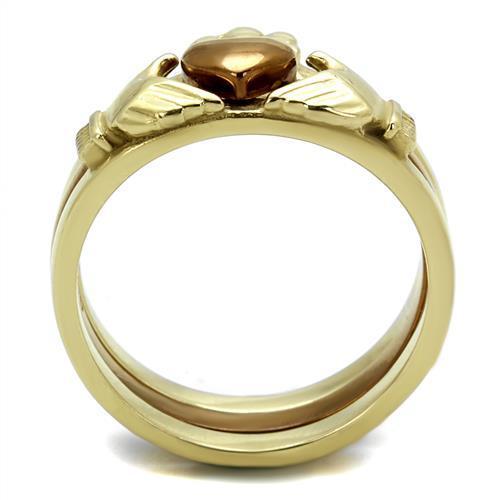 TK2801 Stainless Steel Ring featuring IP Gold and IP Light Brown finishes, showcasing a minimalist design without a center stone.