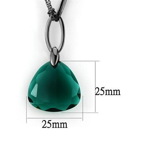 TK2858 IP Light Black Stainless Steel Necklace featuring a blue zircon synthetic stone, elegantly designed for modern style.