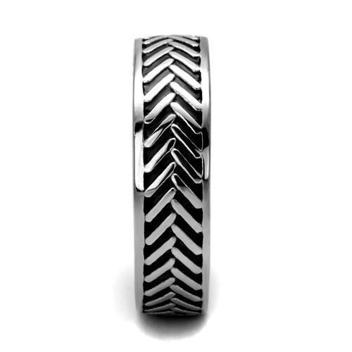 TK2899 High Polished Stainless Steel Ring with a sleek design and no stone, showcasing its shiny finish.