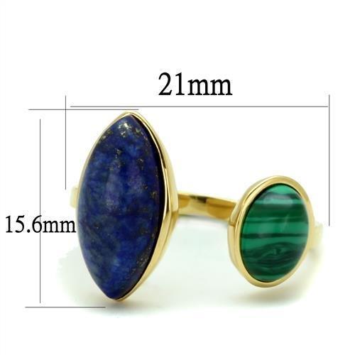 TK2906 IP Gold Stainless Steel Ring featuring a Montana blue Lapis precious stone, showcasing elegance and durability.