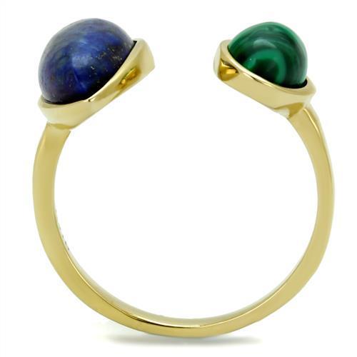 TK2906 IP Gold Stainless Steel Ring featuring a Montana blue Lapis precious stone, showcasing elegance and durability.