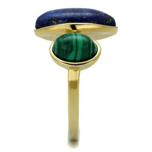 TK2906 IP Gold Stainless Steel Ring featuring a Montana blue Lapis precious stone, showcasing elegance and durability.