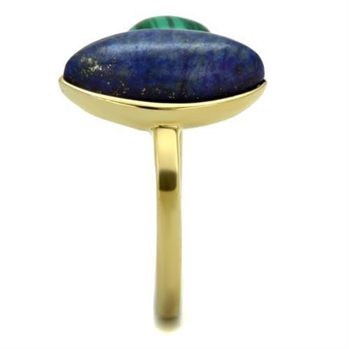 TK2906 IP Gold Stainless Steel Ring featuring a Montana blue Lapis precious stone, showcasing elegance and durability.