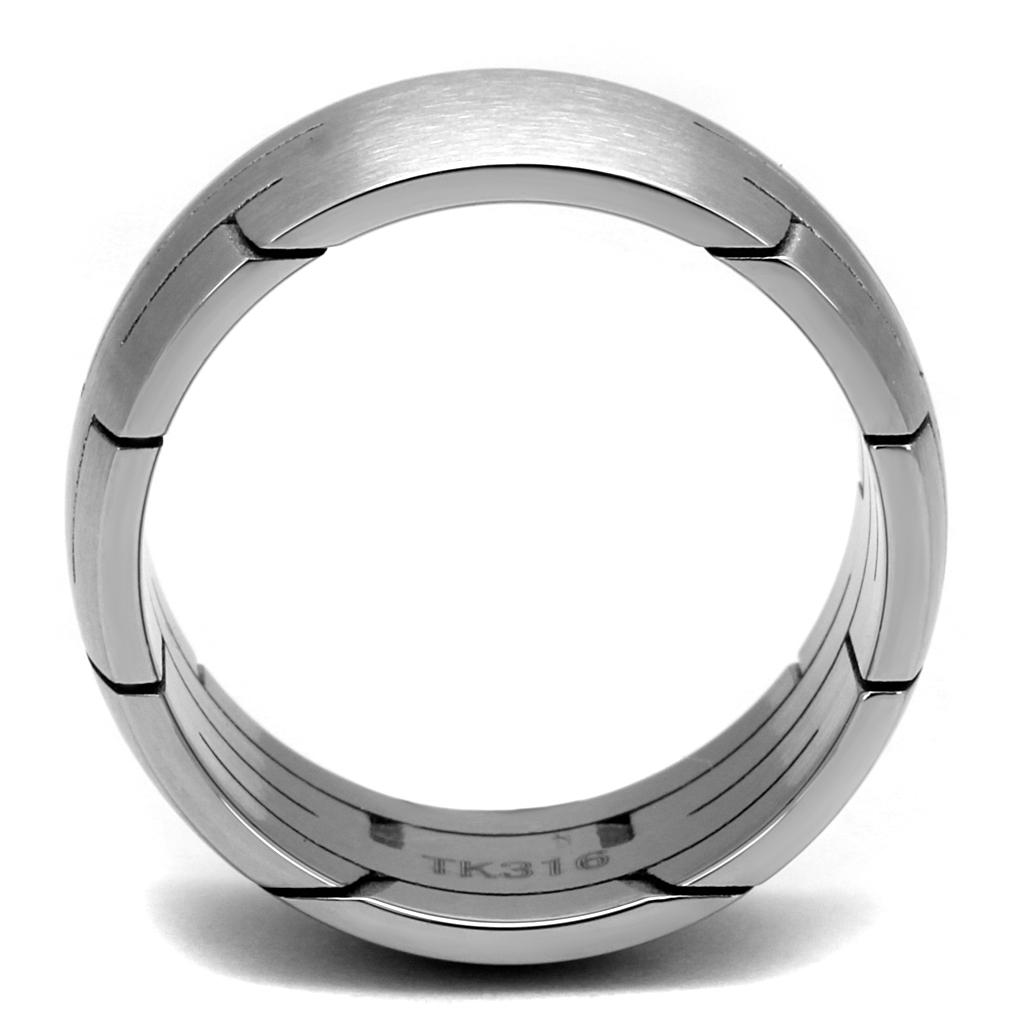 TK2920 High Polished Stainless Steel Ring with a sleek, shiny finish and no stone, showcasing its minimalist design.