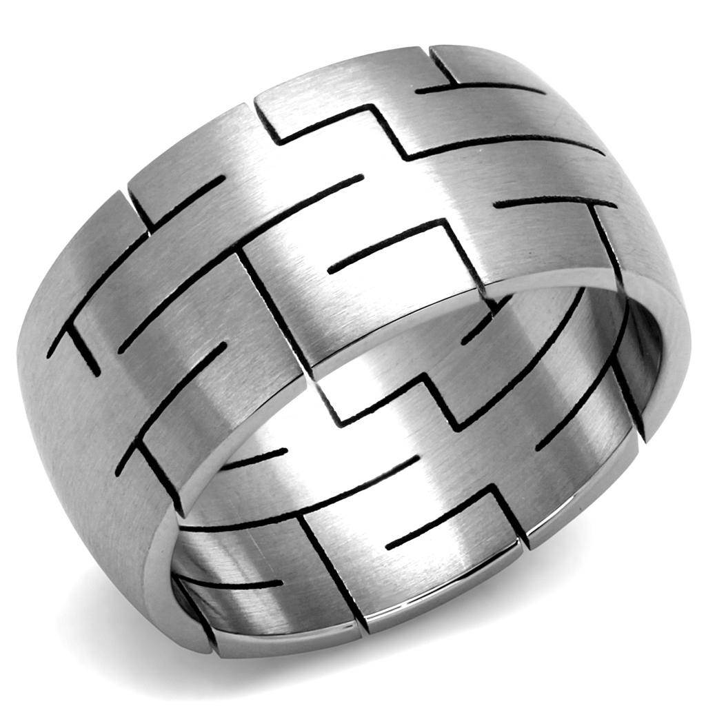 TK2920 High Polished Stainless Steel Ring with a sleek, shiny finish and no stone, showcasing its minimalist design.