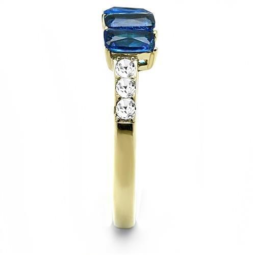 TK3037 IP Gold Stainless Steel Ring featuring a Montana synthetic glass centerpiece, showcasing elegance and durability.