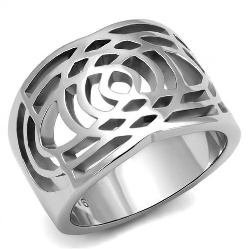 TK3039 High Polished Stainless Steel Ring with a sleek, shiny finish and no stone, perfect for minimalist jewelry lovers.